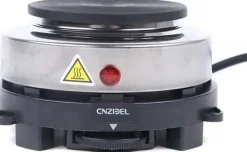 Bordkomfur>Elektrisk kogeplade - Enkel plade - 500 W - Støbejernsplade - Rustfrit stålhus - 6 Temperaturtrin - Bærbar - Til camping og køkken