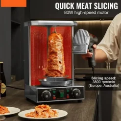 Elektriske Knive>Elektrisk Shawarma-kniv til Tyrkisk Döner Kebab. Effektiv skærer med 2 knive til lækkert kød og gyros!