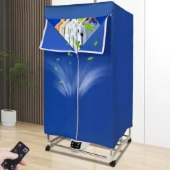 Elektrisk tøjtørrer - Bærbart tørreskab - Touchskærm - 1200–1500 W - PTC-opvarmning - Timer 0–240 min - Bæreevne 30 kg - IPX1 - Blå