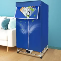 Elektrisk tøjtørrer - Bærbart tørreskab - Touchskærm - 1200–1500 W - PTC-opvarmning - Timer 0–240 min - Bæreevne 30 kg - IPX1 - Blå