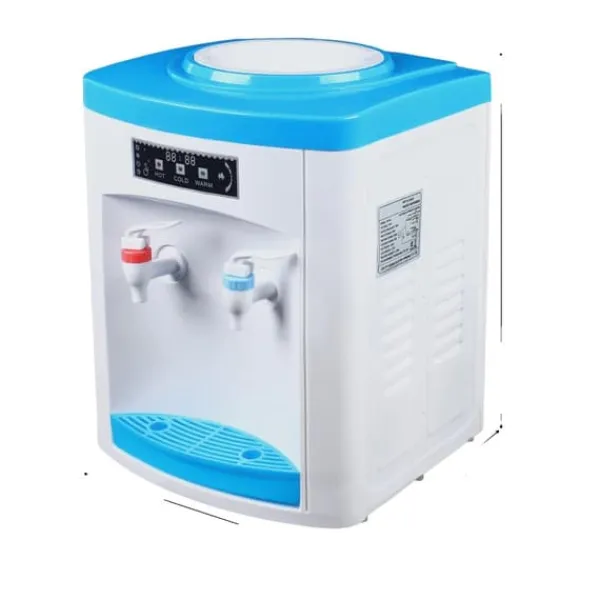 Elektrisk varmt og koldt vand dispenser, 500W opvarmningskraft, 75W kølekapacitet, kompakt design,Hvid og Blå Sale