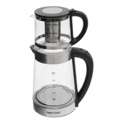 Kaffe- & Tekander>Elkedel, Dobbelt Gryde Design, Automatisk Afbrydningsfunktion,Klar Sølv Sort