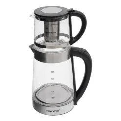 Kaffe- & Tekander>Elkedel, Dobbelt Gryde Design, Automatisk Afbrydningsfunktion,Klar Sølv Sort