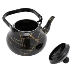 Kaffe- & Tekander>Emaljeret Tekande & Kaffekande - Pæreformet Komfurkande - Kapacitet 2 L - Vintage Stil - Til Gas, El og Keramiske Kogeplader - Sort