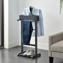 [en.casa] Tøj- & Garderobeopbevaring>® Stumtjener - 43,5x34,5x110 cm - fyrretræ - grå