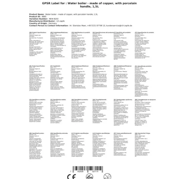 Enkel tekande med porcelænsgreb