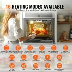 Ovne>Enkelvægsovn 24", Elektrisk indbygningsovn med 16 funktioner, 2,68 Cu. Ft, energieffektivitet, hurtig opvarmning