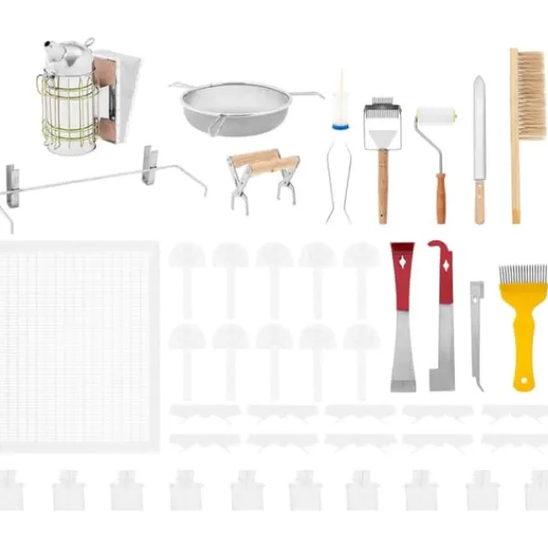 Et sæt biavlsværktøj: støvsuger, mejsler, gribere, sigtefælder - 37 stk. Online