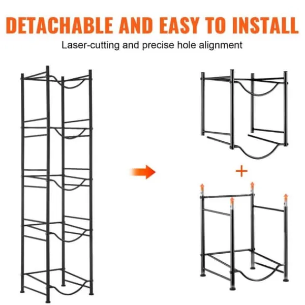 Vandkølere>5-etagers vandkandeholder, enkelttræks vandflaskestativ til 5 flasker, sort, holdbart design, pladsbesparende løsning
