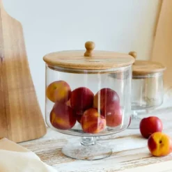 Kagedåser>Fad | TRÆKOLONI | glas på base L | 24x18 cm | 886749