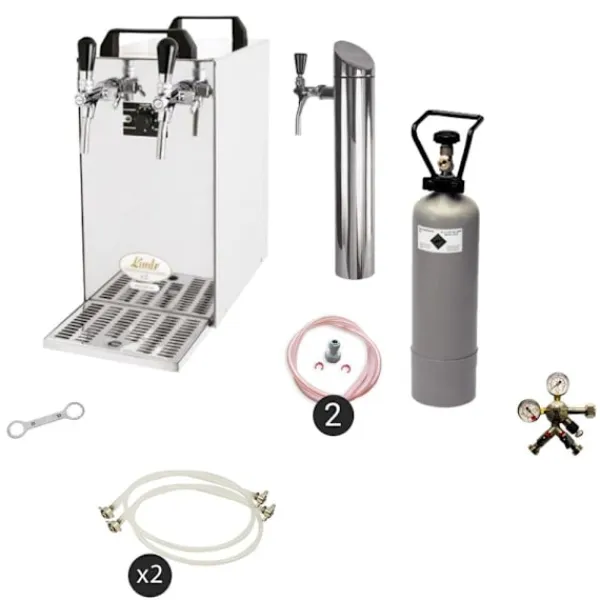 Fadølsanlæg - kontakt 40 2-sidet tør køler, kontinuerlig køler 50 liter/h, inkl. Dispensersøjle, Green Line, KEG:5 liters adapter, KEG 2:NC adapter Sale