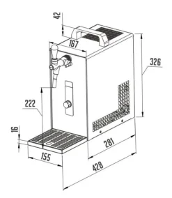 Fadølsanlæg, Øldispenser, Øl Køledispenser PYGMY 20 / K, med membranpumpe, 1-linjes tørkøler, fremstillet af rustfrit stål, 25 liter/h, Green Line Hot