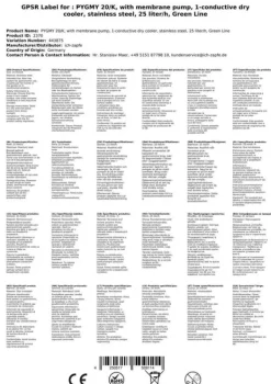 Fadølsanlæg, Øldispenser, Øl Køledispenser PYGMY 20 / K, med membranpumpe, 1-linjes tørkøler, fremstillet af rustfrit stål, 25 liter/h, Green Line Hot