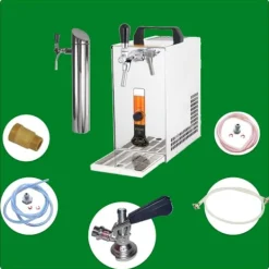 fadølsanlæg PYGMY 25 / K med membranpumpe, 1-sidet tør køleenhed lavet af rustfrit stål, 35 liter/h, inkl. Dispenser, Green Line, KEG:Type M Outlet