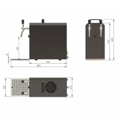 fadølsanlæg STREAM 50 ølkasse, gennemstrømningskøler, 2-linjers tørkøler, op til 55 liter/h - BLACK EDITION, KEG:uden, KEG 2:NC adapter Outlet