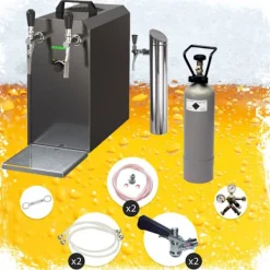 fadølsanlæg STREAM 50 ølkasse, gennemstrømningskøler, 2-linjers tørkøler, op til 55 liter/h - BLACK EDITION, KEG 2:Type M, KEG:NC adapter Best