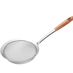 Finmasket si i rustfrit stål med trælignende håndtag til ris, olie, pasta, nudler, grøntsager M 380x133mm Hot