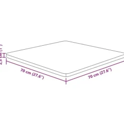 Firkantet bordplade i massivt egetræ - Slidstærk og behandlet | Størrelse: 70x70x2,5 cm | Farve: Lysebrun Sale
