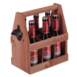 Flaskeholder, Træ, 28x27,5x15 cm, Brun