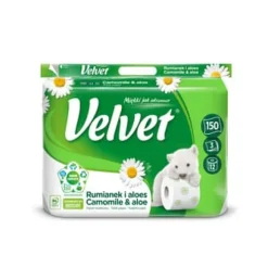 Fløjls kamille- og aloe vera-toiletpapir 12 ruller, 3 lag Sale