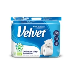 Toiletpapir>Fløjlsblødt hvidt toiletpapir, 12 ruller, 3 lag