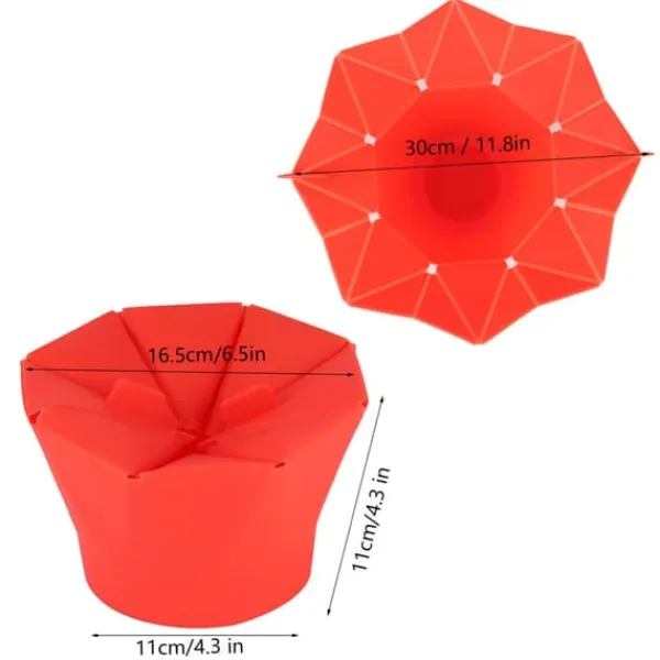 Popcornmaskiner>Foldbar mikrobølgeovn popcornskål DIY silikone popcornmaskine maskine køkkenredskab rød