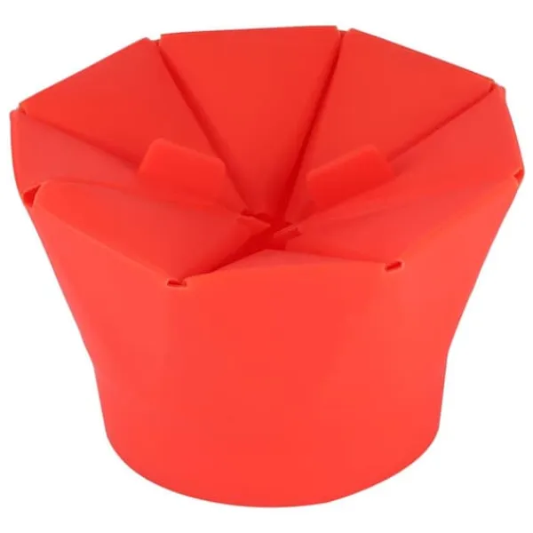 Popcornmaskiner>Foldbar mikrobølgeovn popcornskål DIY silikone popcornmaskine maskine køkkenredskab rød