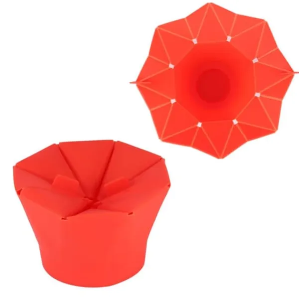 Popcornmaskiner>Foldbar mikrobølgeovn popcornskål DIY silikone popcornmaskine maskine køkkenredskab rød