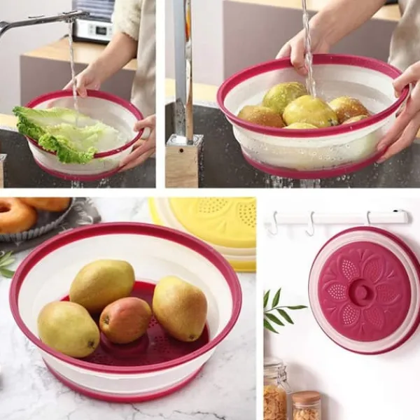 Foldbart Mikrobølgeovnsdæksel Afløbskurv Frugt Grøntsagskurv Maddæksel Discount