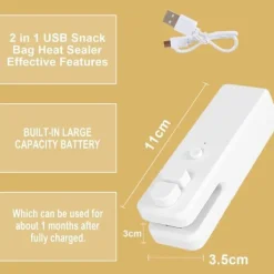 Forsegler, bærbar mini-poselukker til mad, 2-i-1 varmeforsegler, med USB-opladning, beskytter mad Best