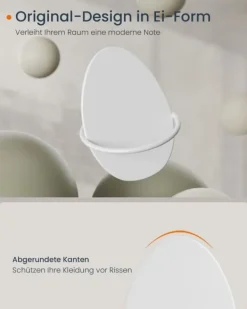 Frakkekroge 4-pak, vægkroge til ophængning af frakker, håndklæder, hver holder op til 5 kg, æg-inspireret design, til stue, soveværelse, gang, perleh | CDON Hot