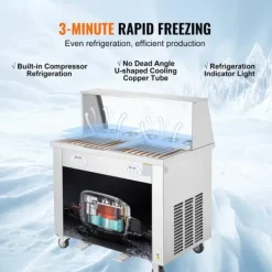 Fried Ice Cream Roll Maskine – Rullet Is Maskine 13,8x13,8 tommer, 2 pander til lækker dessert! Best