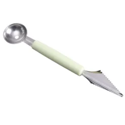 Frugtkuglegraver Dobbelthoved Rustfrit stål Frugtgraveske Dobbeltsidet frugtmelonballerske Vandmelongraver-isske Nordic Green Hot