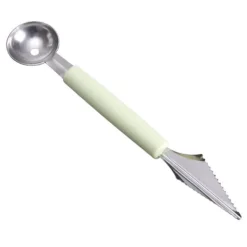 Frugtkuglegraver Dobbelthoved Rustfrit stål Frugtgraveske Dobbeltsidet frugtmelonballerske Vandmelongraver-isske Nordic Green Hot