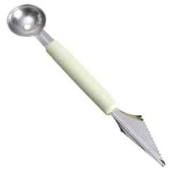 Frugtkuglegraver Dobbelthoved Rustfrit stål Frugtgraveske Dobbeltsidet frugtmelonballerske Vandmelongraver-isske Nordic Green Hot