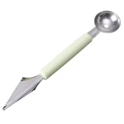 Frugtkuglegraver Dobbelthoved Rustfrit stål Frugtgraveske Dobbeltsidet frugtmelonballerske Vandmelongraver-isske Nordic Green Hot