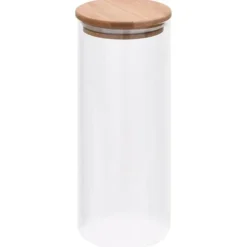 Förvaringsburkar i glas med bambulock 6 st | Volym: 1000 ml | Färg: Genomskinlig Discount