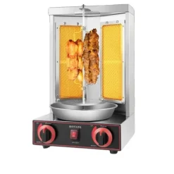 Gas Shawarma Maskine, 572 °F maksimal temperatur, 3KW effekt, rektangulær form, naturgas type, 26,45 lbs vægt New