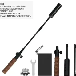 Gasbrænderpistol, Rustfrit Stål, Ideel til Udendørs Madlavning,SORT Online