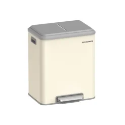 Affaldssorteringsspande>Genbrugsspand – 2 rum – Stål – Sandbeige