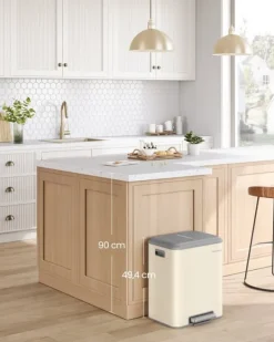 Affaldssorteringsspande>Genbrugsspand – 2 rum – Stål – Sandbeige