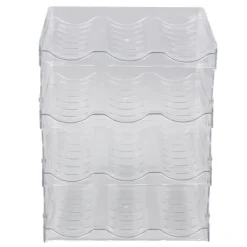 Gennemsigtig vandflaske arrangør 4-pak stabelbar plastik vandflaske kopholder Aftagelig køkken Pantry Organization Opbevaringshylde til skab Outlet