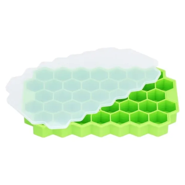 Isforme>37-gitter celleformet isbakke med silikonelåg Fødevaregodkendt isterningform til bar HomeGreen