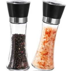 Krydderikværne>Glas salt- og peberkværn, 2 stk., 18,5 cm