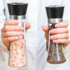 Krydderikværne>Glas salt- og peberkværn, 2 stk., 18,5 cm