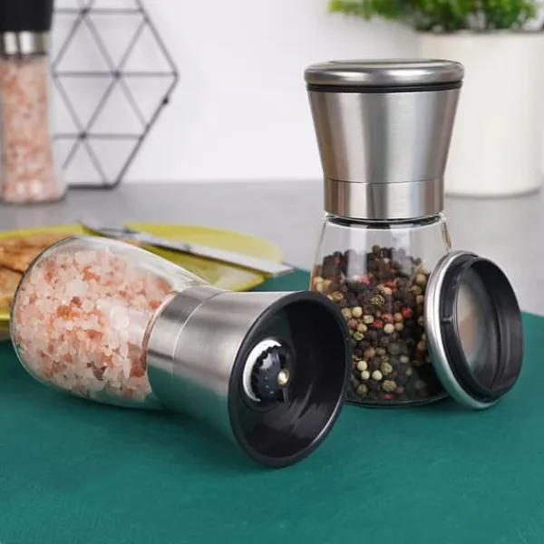 Krydderikværne>Glas salt- og peberkværn, 2 stk., 13,5 cm