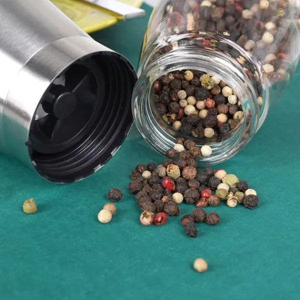 Krydderikværne>Glas salt- og peberkværn, 2 stk., 13,5 cm