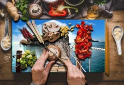 GLAS SKÆREBRÆT 52x30 LANDSKAB