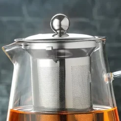 Glas tekande - 1300 ml kapacitet, varmebestandig, ergonomisk håndtag - perfekt til løse blade og blomstrende te Outlet