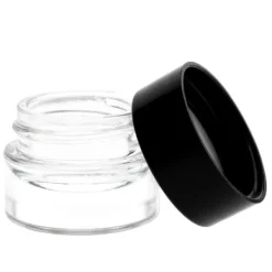 Glasbeholder, 5 ml, farveløs, med sort PP-låg x1 Clearance